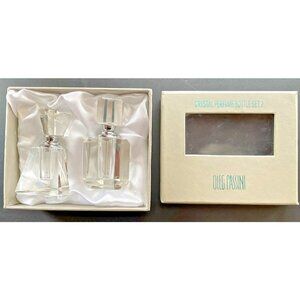 Oleg Cassini Crystal Perfume Bottle Set Of Two Signed on Bottom in Original Box
